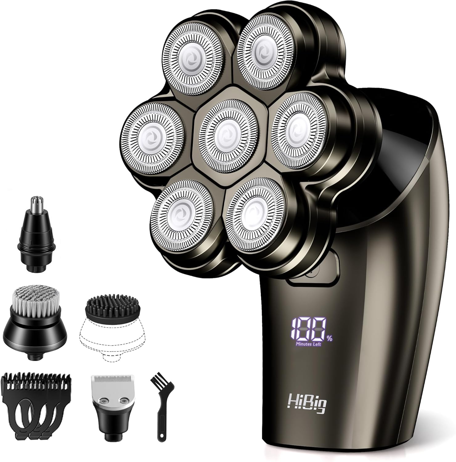 HiBig 5-in-1 Electric Razor, 7D Head Shaver & Full-Body Grooming Kit