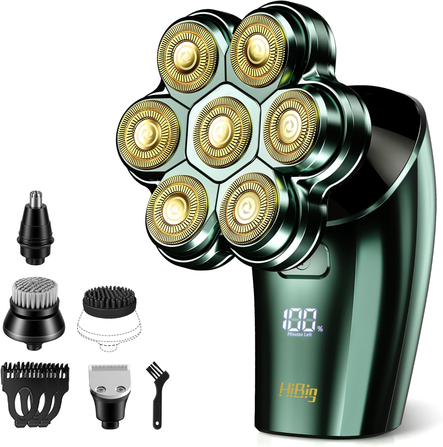 HiBig 5-in-1 Electric Razor, 7D Head Shaver & Full-Body Grooming Kit