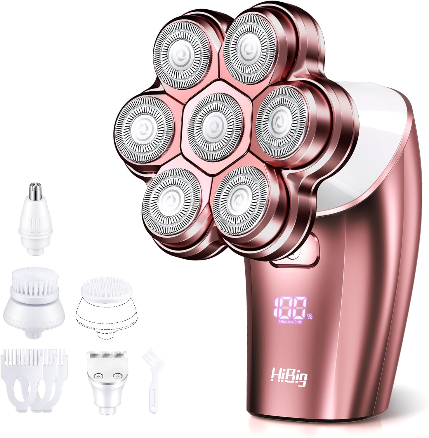 HiBig 5-in-1 Electric Razor, 7D Head Shaver & Full-Body Grooming Kit