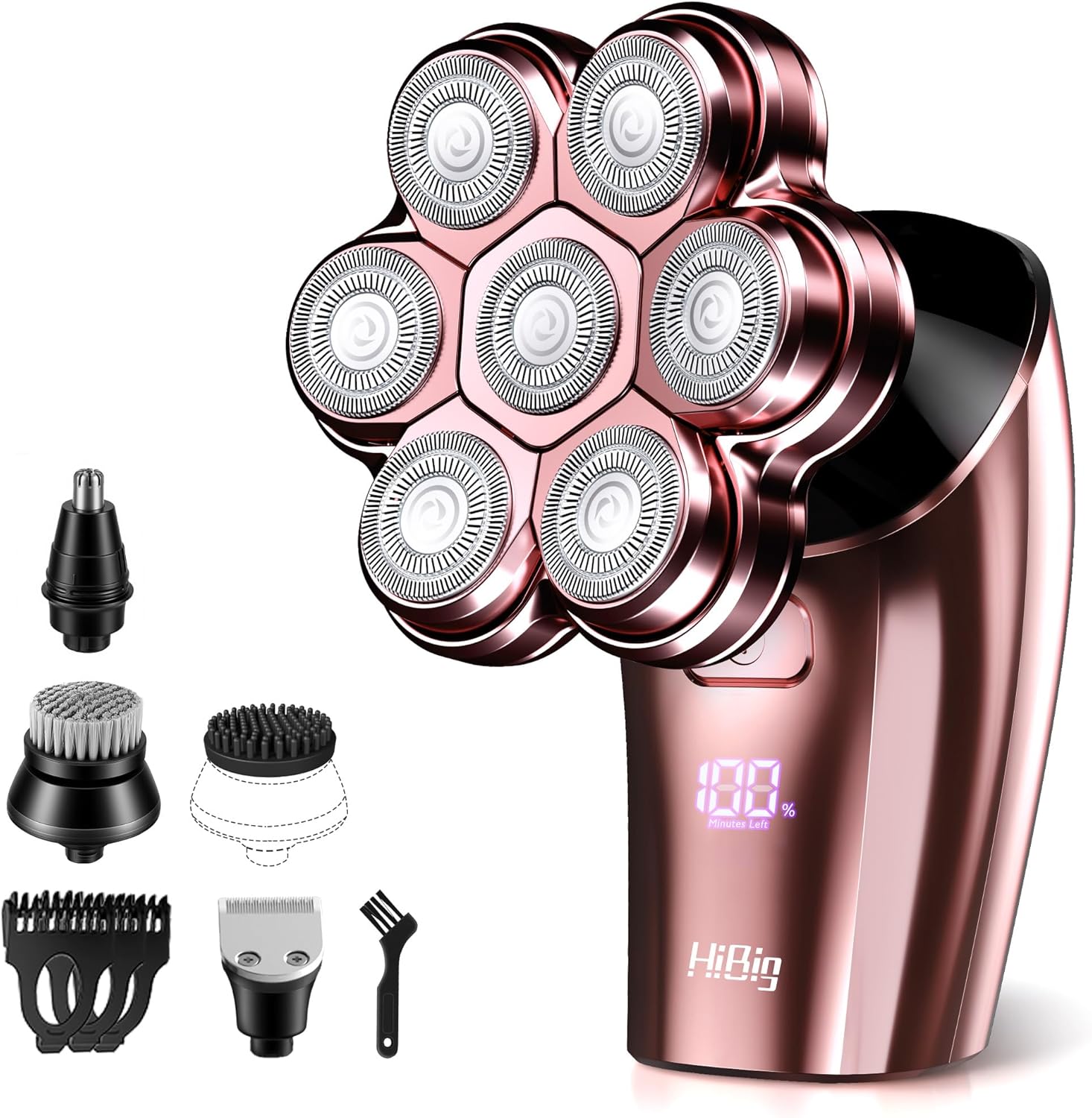 HiBig 5-in-1 Electric Razor, 7D Head Shaver & Full-Body Grooming Kit