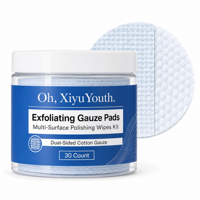 Oh, XiyuYouth.Exfoliating Gauze Pads & Multi-Surface Polishing Wipes Kit - Dual-Sided Facial Peeling Cotton Pads & Abrasive Cleaning Liquids for Skincare and Household Surface Polishing (30 Count)