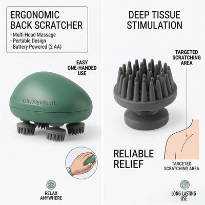 Oh,XiyuYouth. Electric Body Massager & Itch Reliever | 4-Claw Deep Tissue Scratching | Portable Cordless Head & Back Scratcher for Quick Relief | Ergonomic Anti-Itch Device