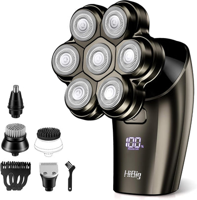 HiBig  5-in-1 Electric Razor, 7D Head Shaver & Full-Body Grooming Kit
