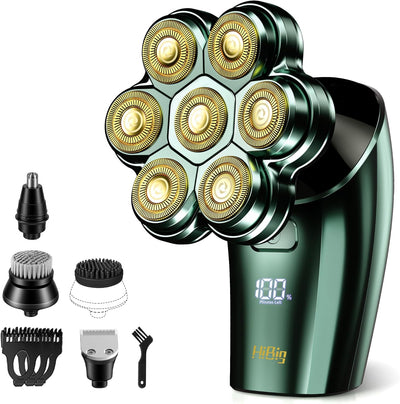 HiBig  5-in-1 Electric Razor, 7D Head Shaver & Full-Body Grooming Kit