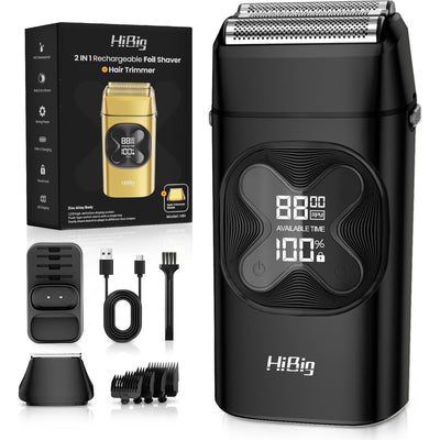 Electric Foil Shavers for Men: 2-in-1 Beard Trimmer for Men