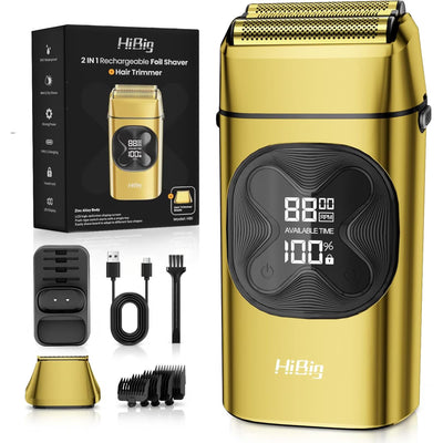 Electric Foil Shavers for Men: 2-in-1 Beard Trimmer for Men